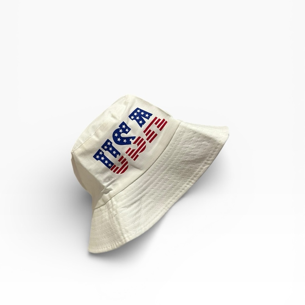 NWT White USA Bucket Hat - Picture 3 of 5